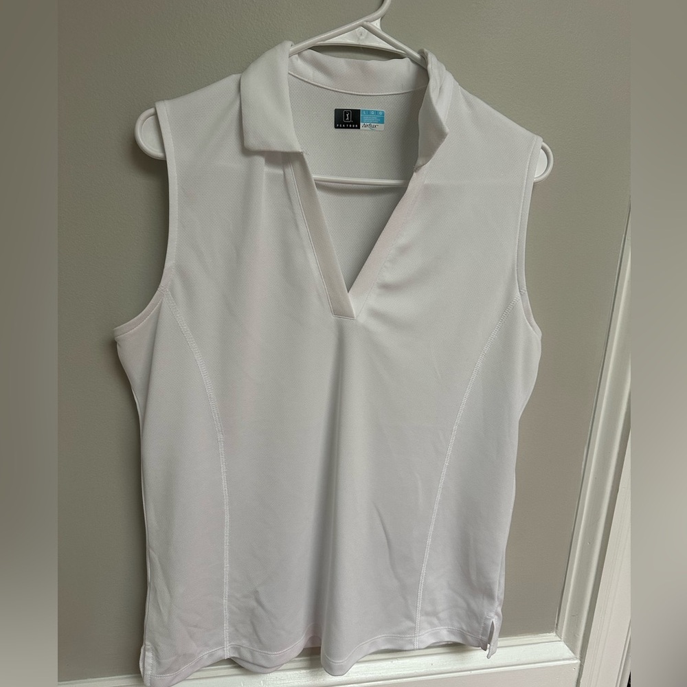PGA Tour White Sleeveless Polo Tank Top